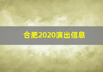 合肥2020演出信息