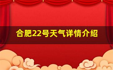 合肥22号天气详情介绍