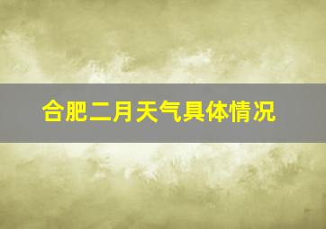 合肥二月天气具体情况