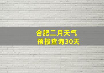 合肥二月天气预报查询30天