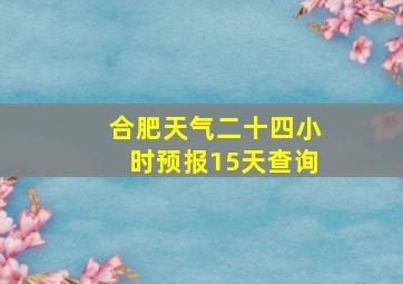 合肥天气二十四小时预报15天查询