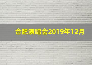 合肥演唱会2019年12月