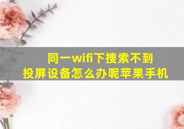 同一wifi下搜索不到投屏设备怎么办呢苹果手机