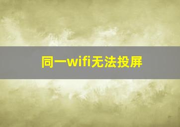 同一wifi无法投屏