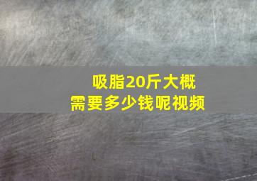 吸脂20斤大概需要多少钱呢视频