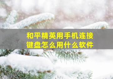 和平精英用手机连接键盘怎么用什么软件