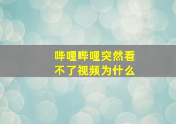 哔哩哔哩突然看不了视频为什么