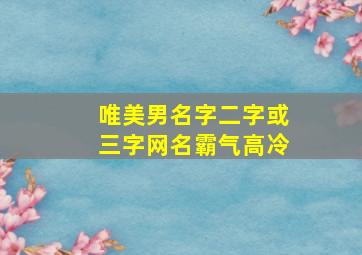 唯美男名字二字或三字网名霸气高冷