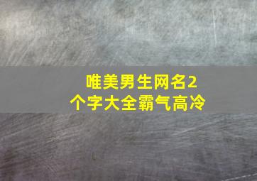 唯美男生网名2个字大全霸气高冷