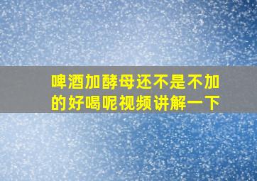 啤酒加酵母还不是不加的好喝呢视频讲解一下