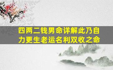 四两二钱男命详解此乃自力更生老运名利双收之命