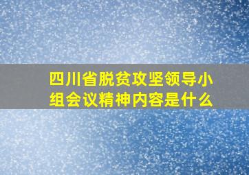 四川省脱贫攻坚领导小组会议精神内容是什么