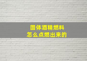 固体酒精燃料怎么点燃出来的