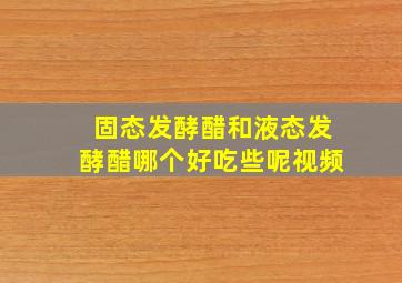 固态发酵醋和液态发酵醋哪个好吃些呢视频