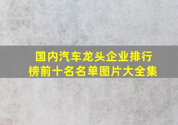 国内汽车龙头企业排行榜前十名名单图片大全集