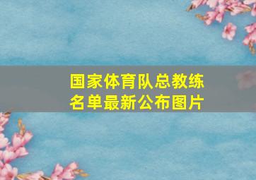 国家体育队总教练名单最新公布图片