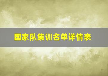 国家队集训名单详情表