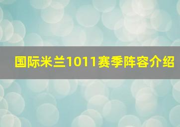 国际米兰1011赛季阵容介绍