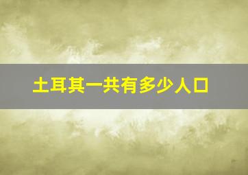 土耳其一共有多少人口