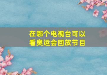 在哪个电视台可以看奥运会回放节目