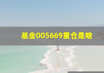 基金005669重仓是啥