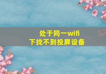 处于同一wifi下找不到投屏设备