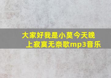 大家好我是小莫今天晚上寂寞无奈歌mp3音乐