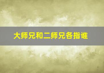 大师兄和二师兄各指谁