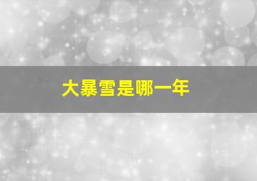 大暴雪是哪一年