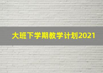 大班下学期教学计划2021