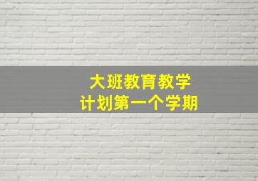 大班教育教学计划第一个学期