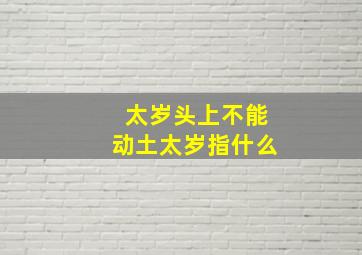 太岁头上不能动土太岁指什么