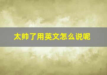 太帅了用英文怎么说呢