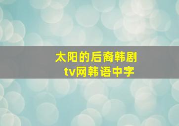 太阳的后裔韩剧tv网韩语中字