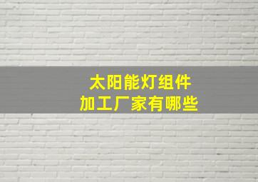 太阳能灯组件加工厂家有哪些