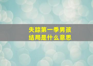 失踪第一季男孩结局是什么意思