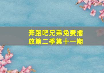 奔跑吧兄弟免费播放第二季第十一期