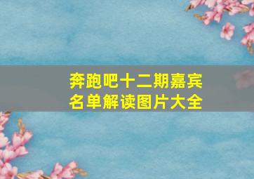 奔跑吧十二期嘉宾名单解读图片大全