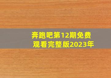 奔跑吧第12期免费观看完整版2023年