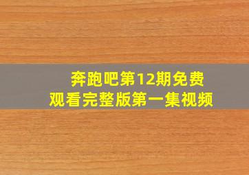 奔跑吧第12期免费观看完整版第一集视频