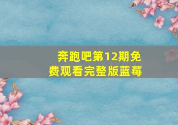 奔跑吧第12期免费观看完整版蓝莓