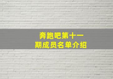 奔跑吧第十一期成员名单介绍