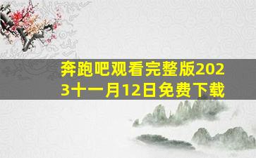 奔跑吧观看完整版2023十一月12日免费下载