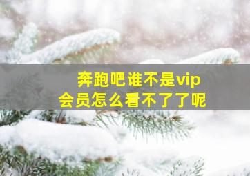 奔跑吧谁不是vip会员怎么看不了了呢