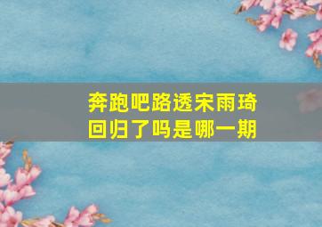 奔跑吧路透宋雨琦回归了吗是哪一期