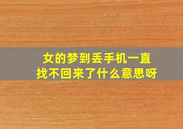 女的梦到丢手机一直找不回来了什么意思呀