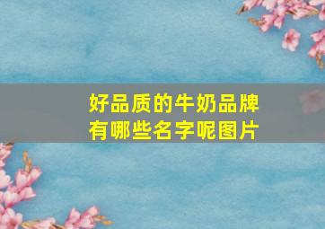 好品质的牛奶品牌有哪些名字呢图片