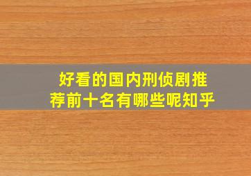 好看的国内刑侦剧推荐前十名有哪些呢知乎