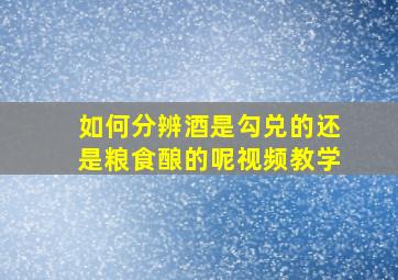 如何分辨酒是勾兑的还是粮食酿的呢视频教学