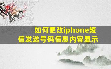 如何更改iphone短信发送号码信息内容显示